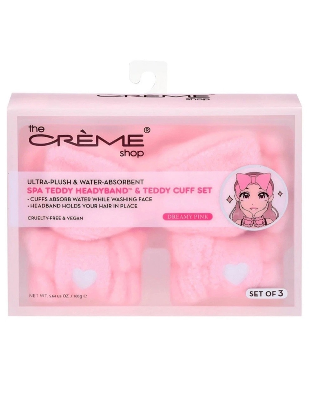 The Crème Shop Dreamy Pink Spa Teddy Headband & Cuff Set - Pink